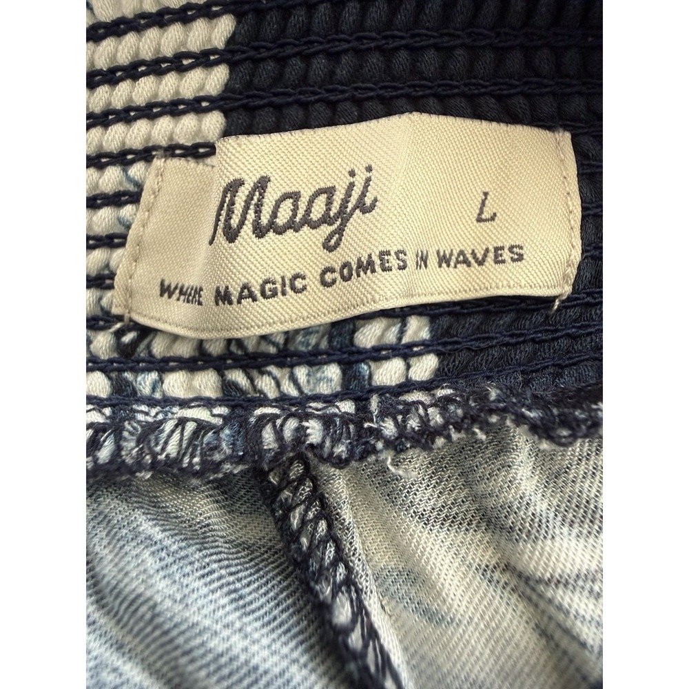 NWT Maaji Calla Lily Zuri Wide Leg Pants Blue White Floral Size L - $132 - Picture 4 of 5